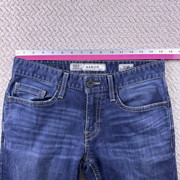 BKE Aaron Jeans Mens Size 30R 30x32 Blue Slim Fit Stretch Wiskered Denim - Picture 6 of 14